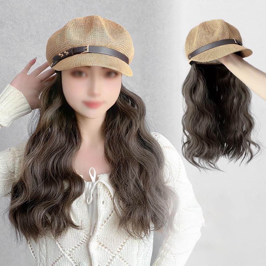 EARSHOT Wig Cap Women's Wig Cap, Wig Cap Octagonal Cap, Wavy Wig Wig Cap, Natural Looking Synthetic Heat-Resistant Fiber Wig, Suitable for Daily Party Use Headband Wig Human Hair (Color : 03)