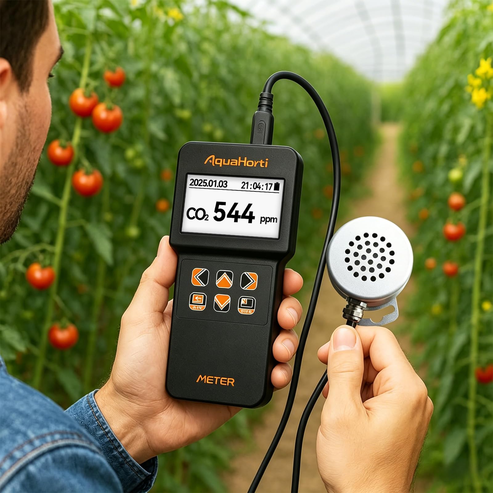 AH-200 PAR-Messer mit CO₂-, Temperatur- und Feuchtigkeitssensoren – Aufzeichnung von PAR, DLI, VPD und CO2 für Pflanzen – USB-Datenlogger – Gewächshäuser, Grow-Tents, Hydrokultur