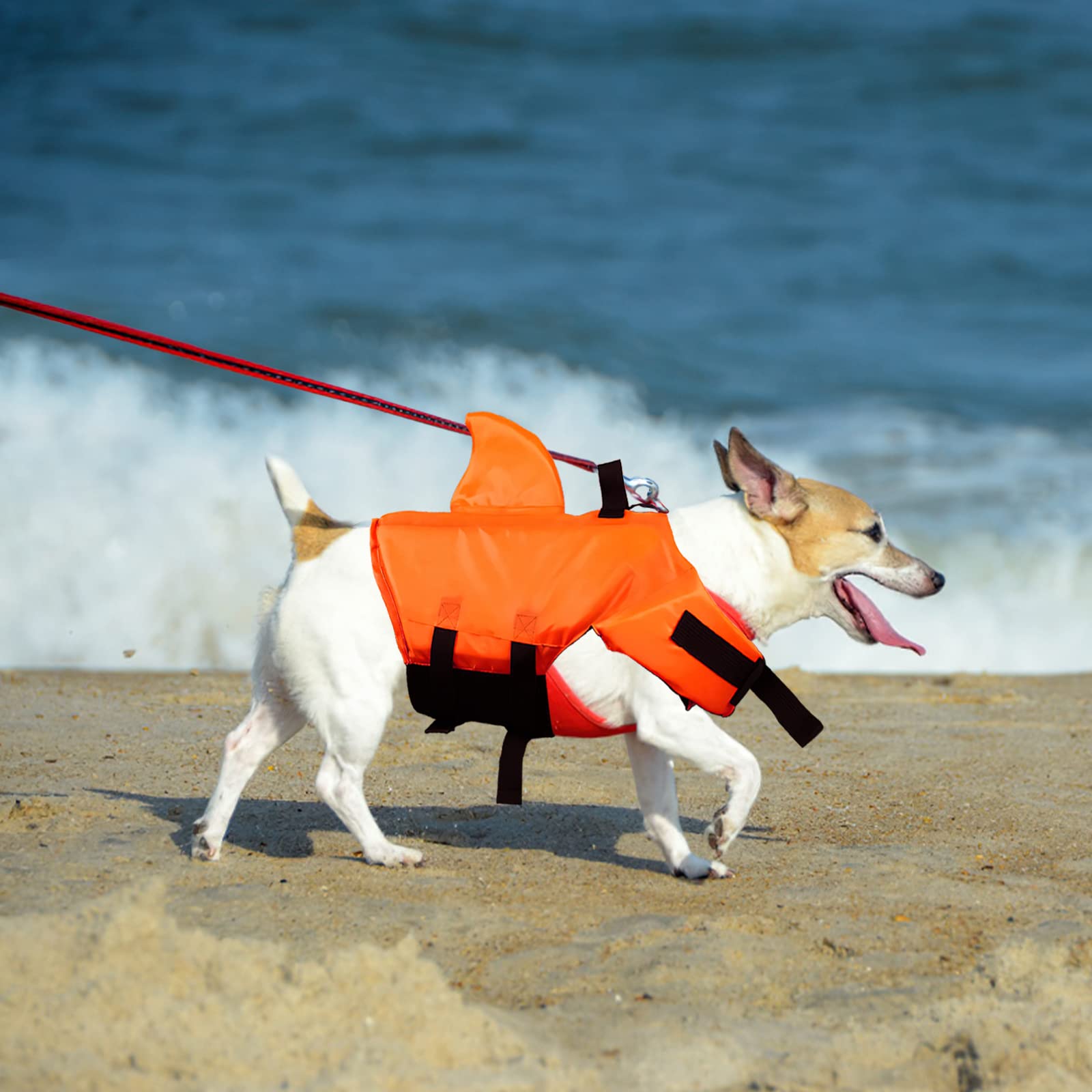 Chaleco Tiburon Perro, Darryy Chaleco Salvavidas para Perro Tiburon, Mascotas Chalecos Perros Pequeño Salvavidas, Traje de Baño para Perros (Naranja, Medium)