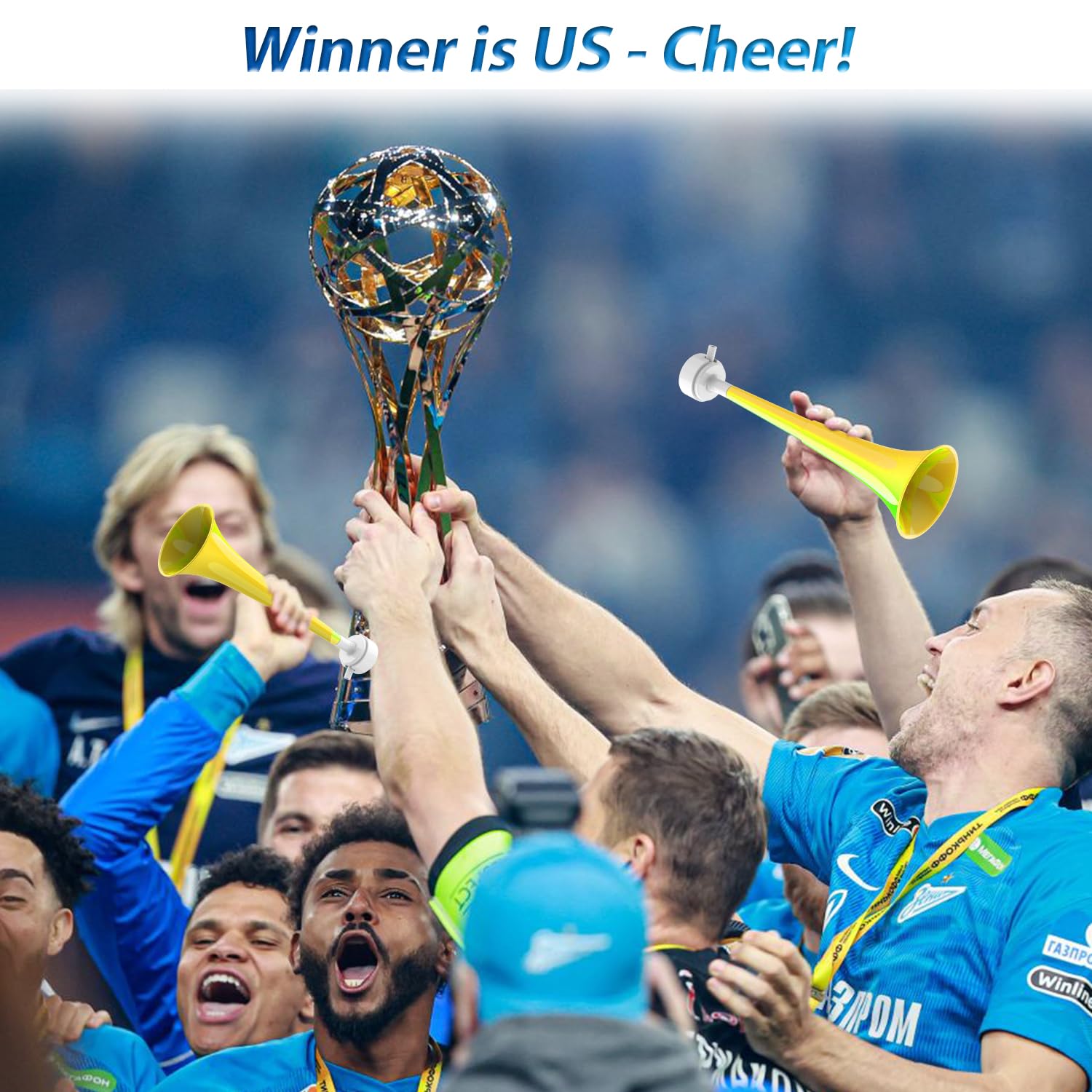 Collapsible Stadium Horn Vuvuzela - Mini 10.63" Loud Blow Horn Noise Maker For Sports Events, Soccer Games, Graduation, Parties & Cheering