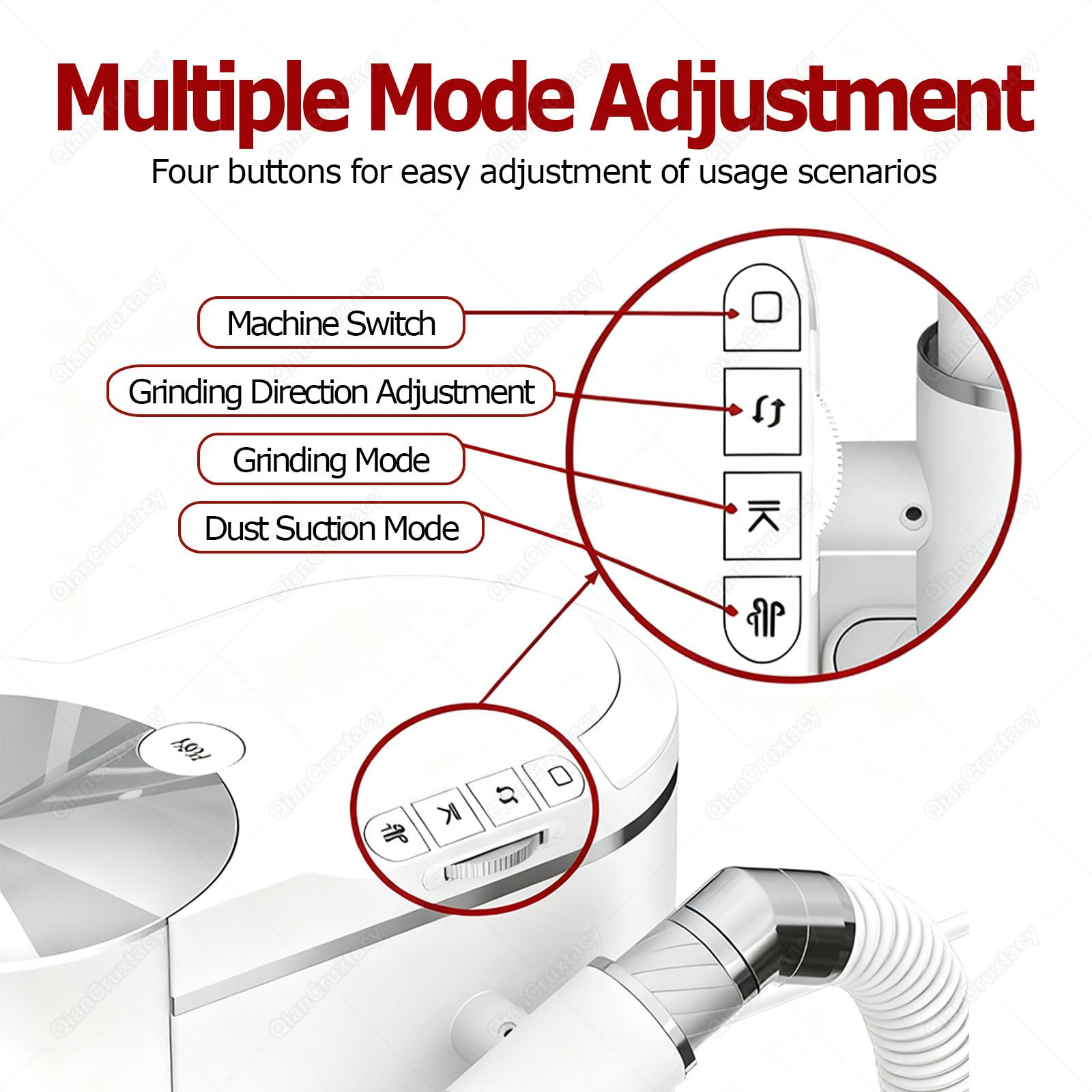 Aspiratore di Polvere per Unghie 2-in-1,Trapano per Unghie con Aspiratore Integrato,30000 Giri/Min,Direzione di Fresatura Regolabile,Collettore Lavabile,for Manicure E Pedicure
