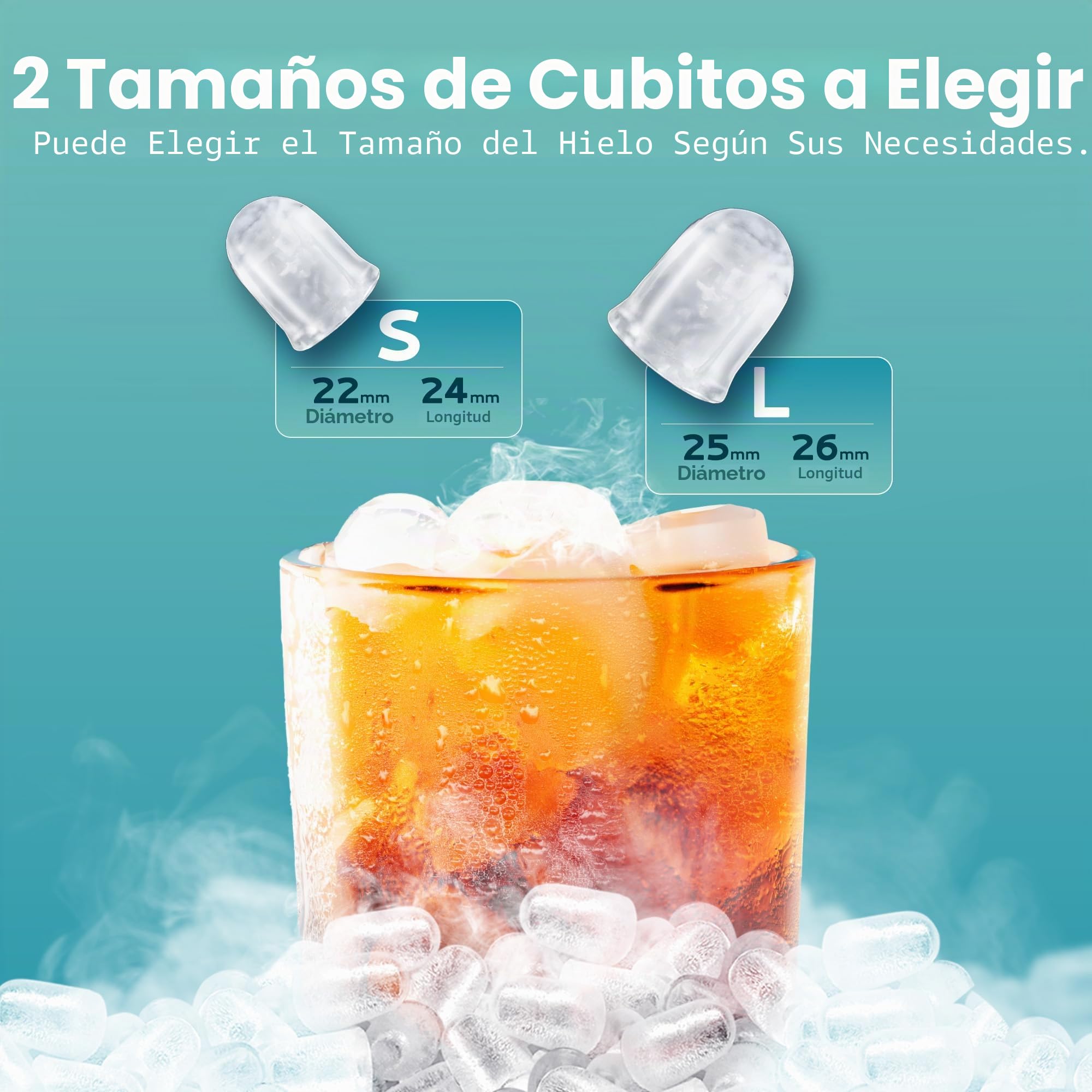 EUHOMY Máquina de cubitos de hielo de acero inoxidable, 24 cubitos de hielo en 13 minutos, 24 kg/24 h, máquina de hielo autolimpiable de 3,2 L con pala de hielo y cesta Gris