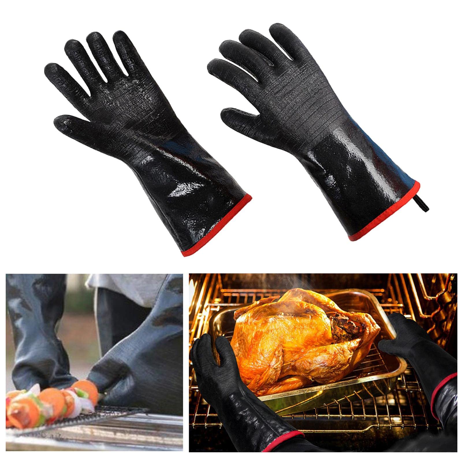 Guantes de Trabajo, 1 par de Barbacoa de Neopreno Barbacoa Prueba de Aceite Resistente al Calor de la Parrilla: de 18 Pulgadas de Grosor (Color : 14 Inch Thick)