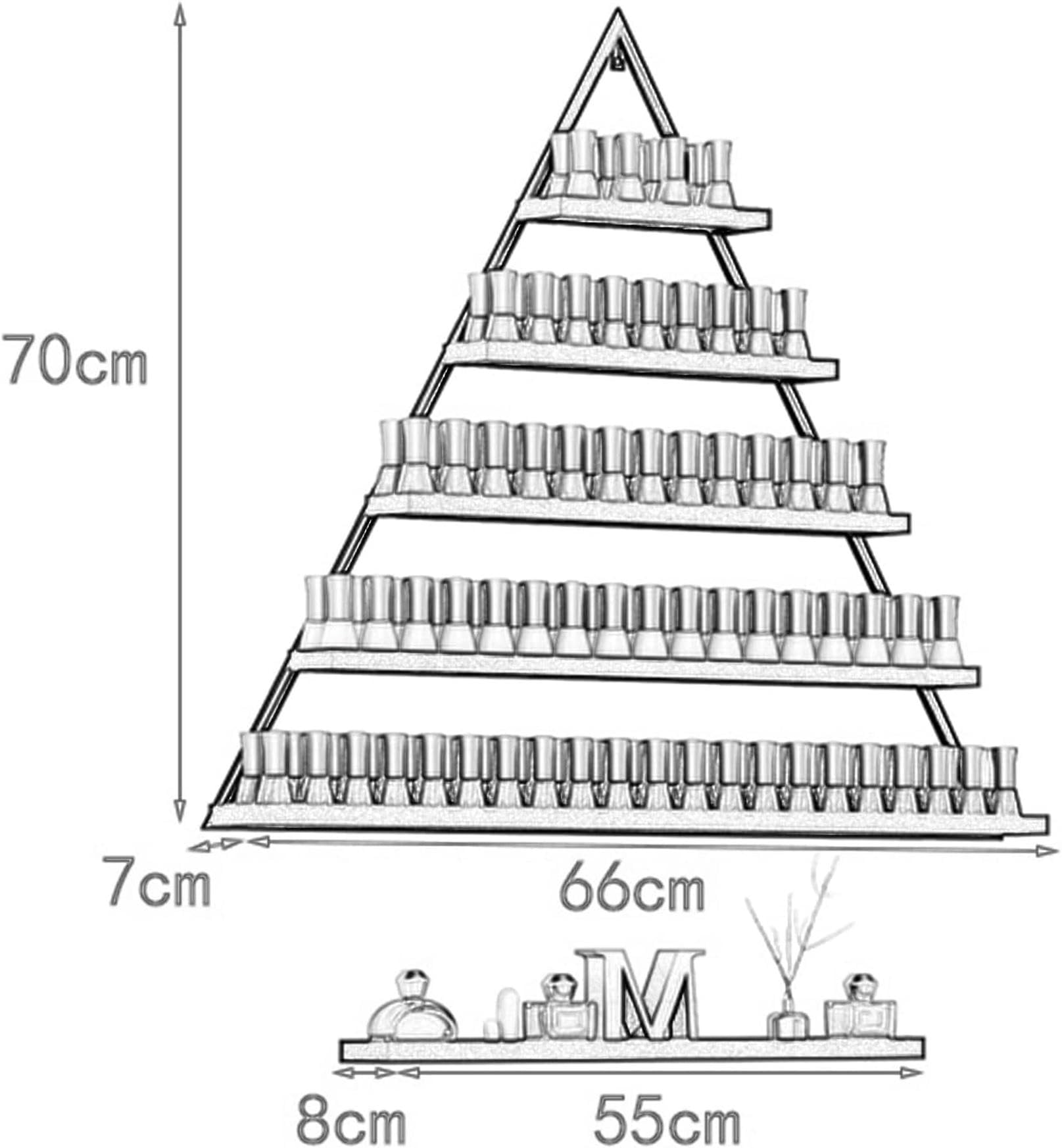 Portaoggetti da Parete per smalti e profumi, in Metallo, per Esposizione di Oli Essenziali, per casa, Salone, Spa, attività Commerciali (Rosa, 1 Pezzo (Confezione da 1))