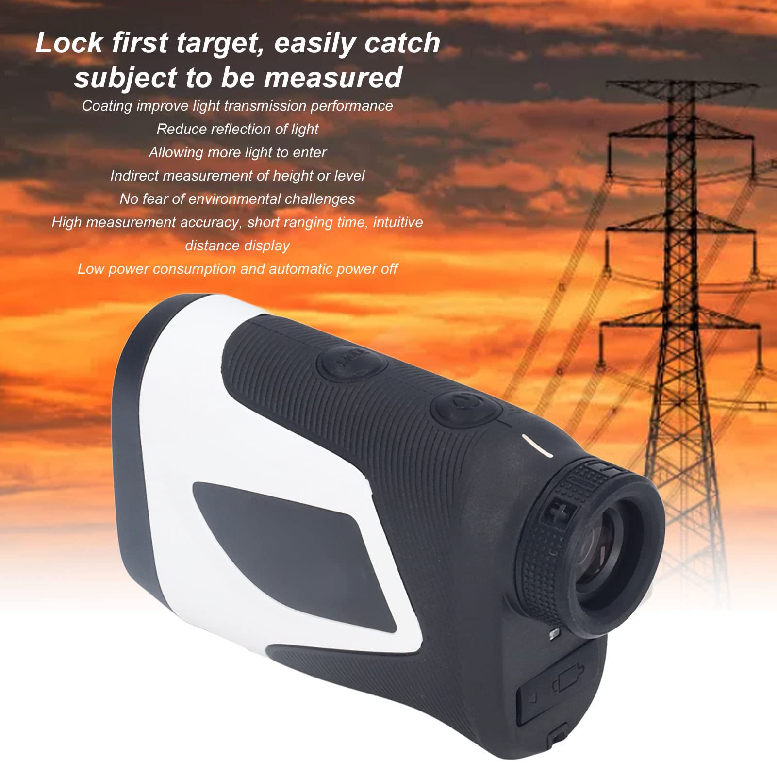 FRZY RANGEFINDER, Telémetro de caza de baja energía, Medición de distancia de alta precisión, Pantalla intuitiva de la jungla para electricidad