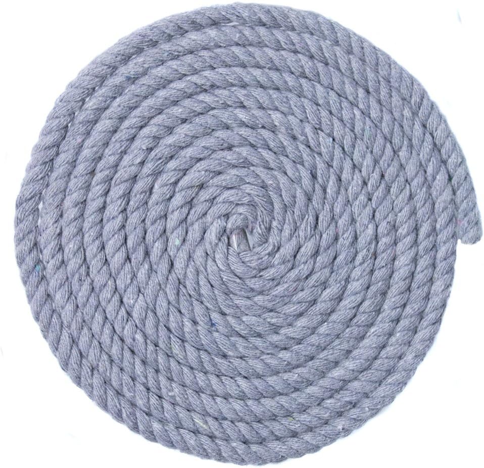 Super Soft 3 Strand Twisted Cotton Rope (Black, 1/4 Inch x 100 Feet)