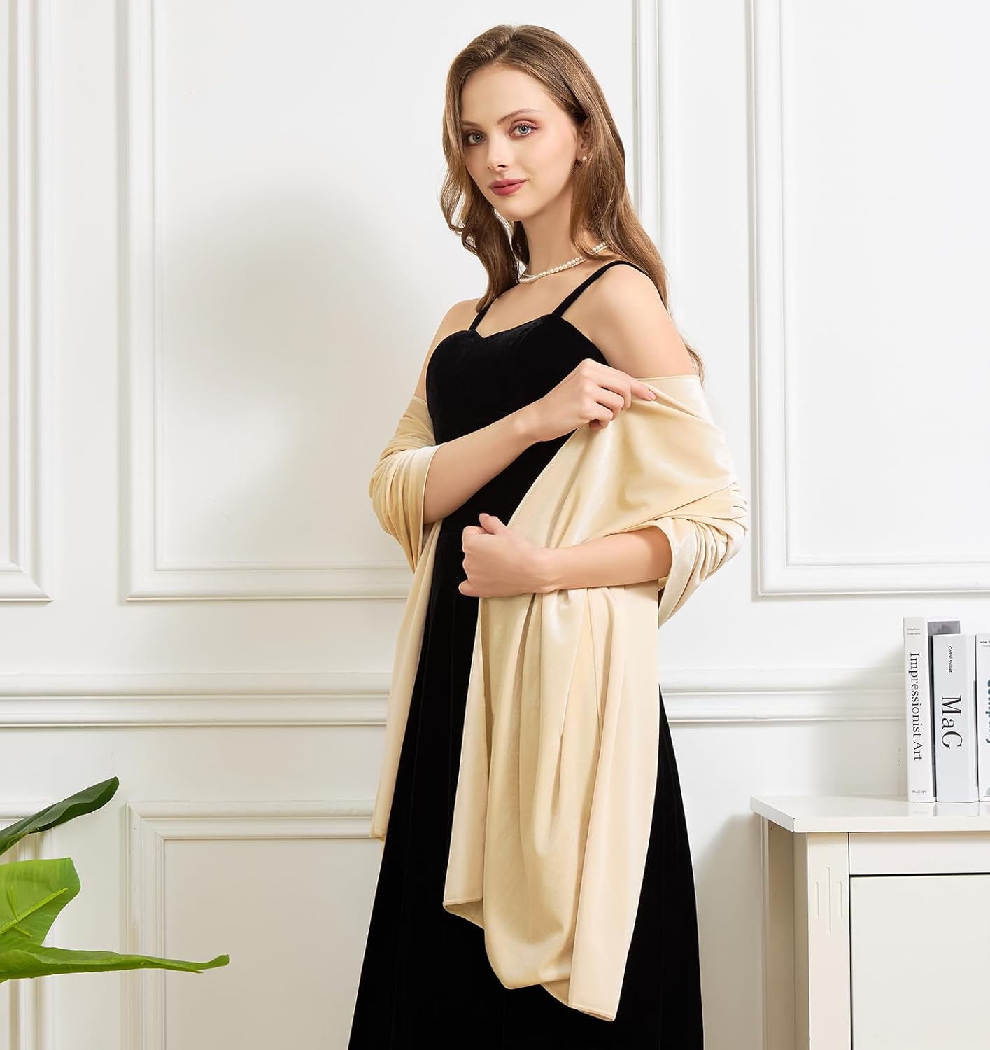 Huralona Women's Velvet Shawl and Wrap Single-sided for Evening Dresses Wedding Bridal Scarf Party Prom Dress Accessories - Image 4