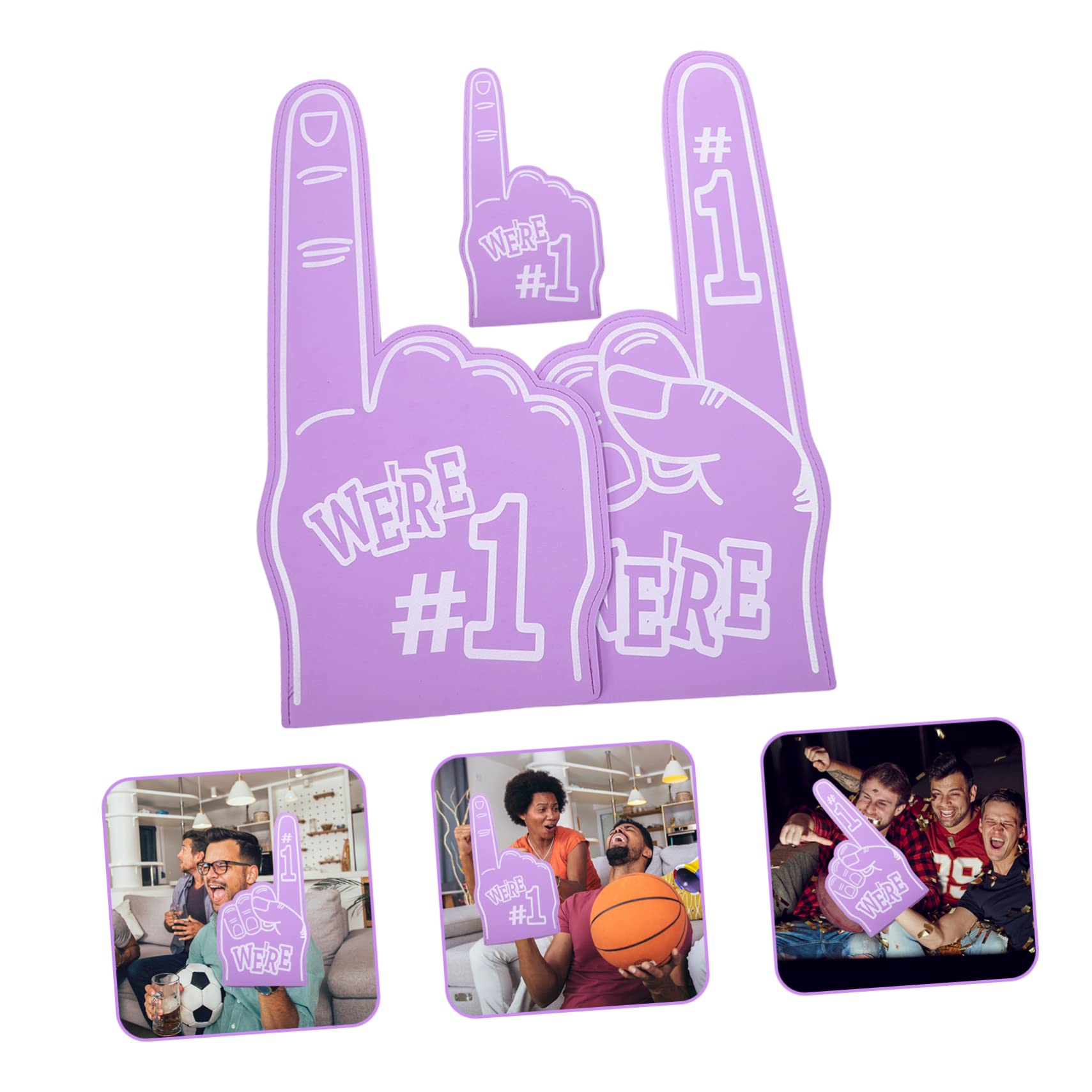 Yardwe Puntello di Tifo Sportivo Pom Cheerleader Mano in Schiuma Allegria Guanto Sportivo con Dita in Schiuma da Calcio da Festa Viola,Porpora Eva
