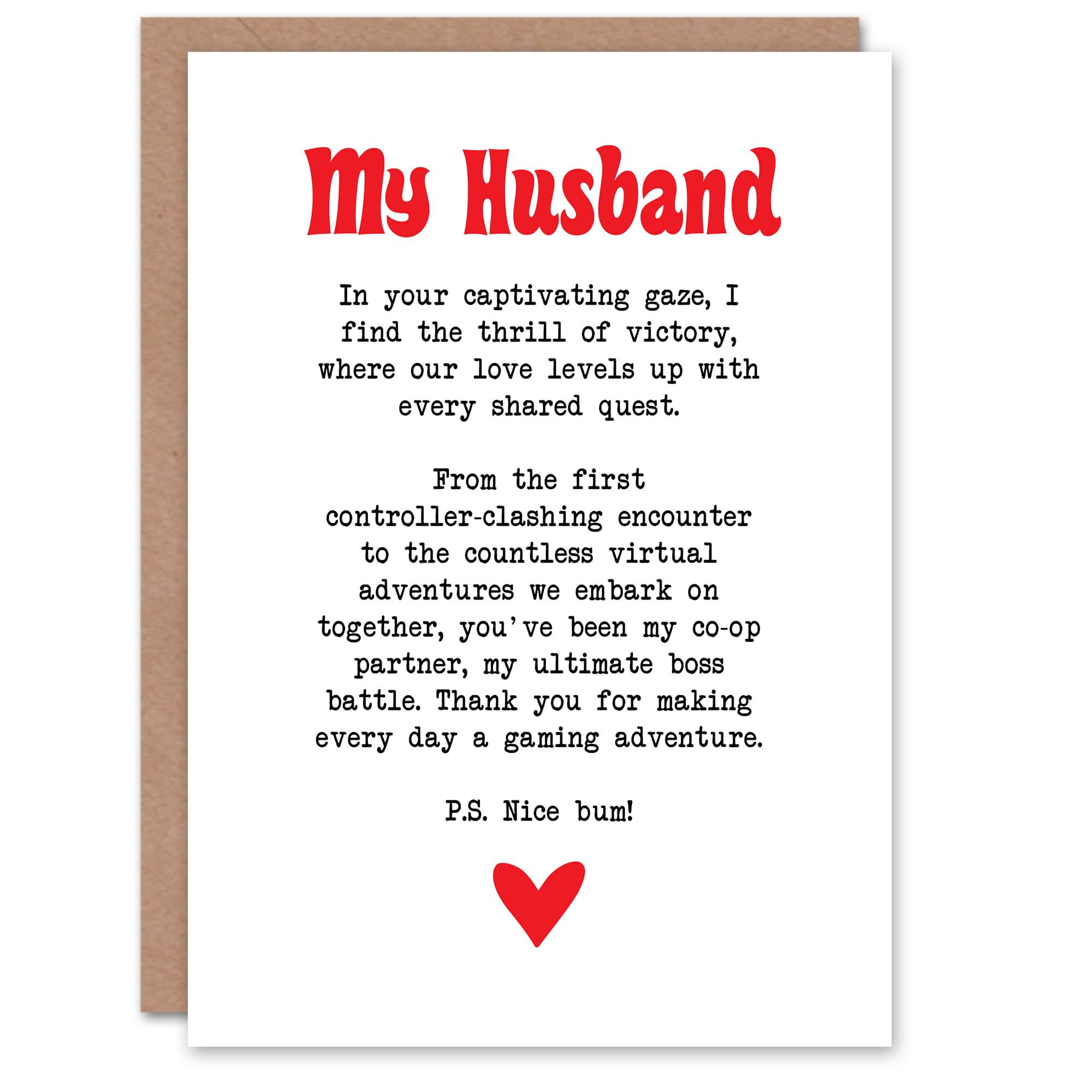 Artery8 Greeting Card - Love Poem Gamer Nerd Husband Romantic Poetry Anniversary