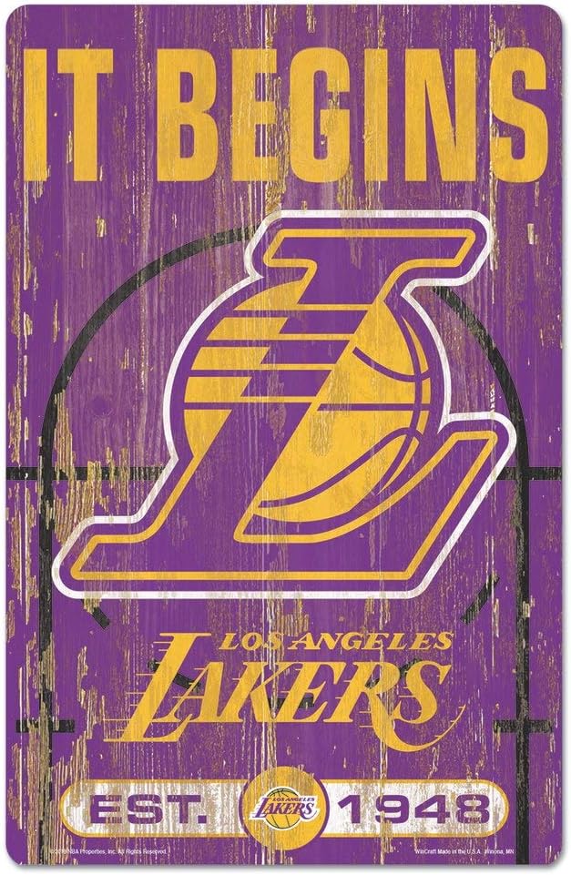 Wincraft NBA Los Angeles Lakers 69712010 Wood Sign, 11" x 17", Black