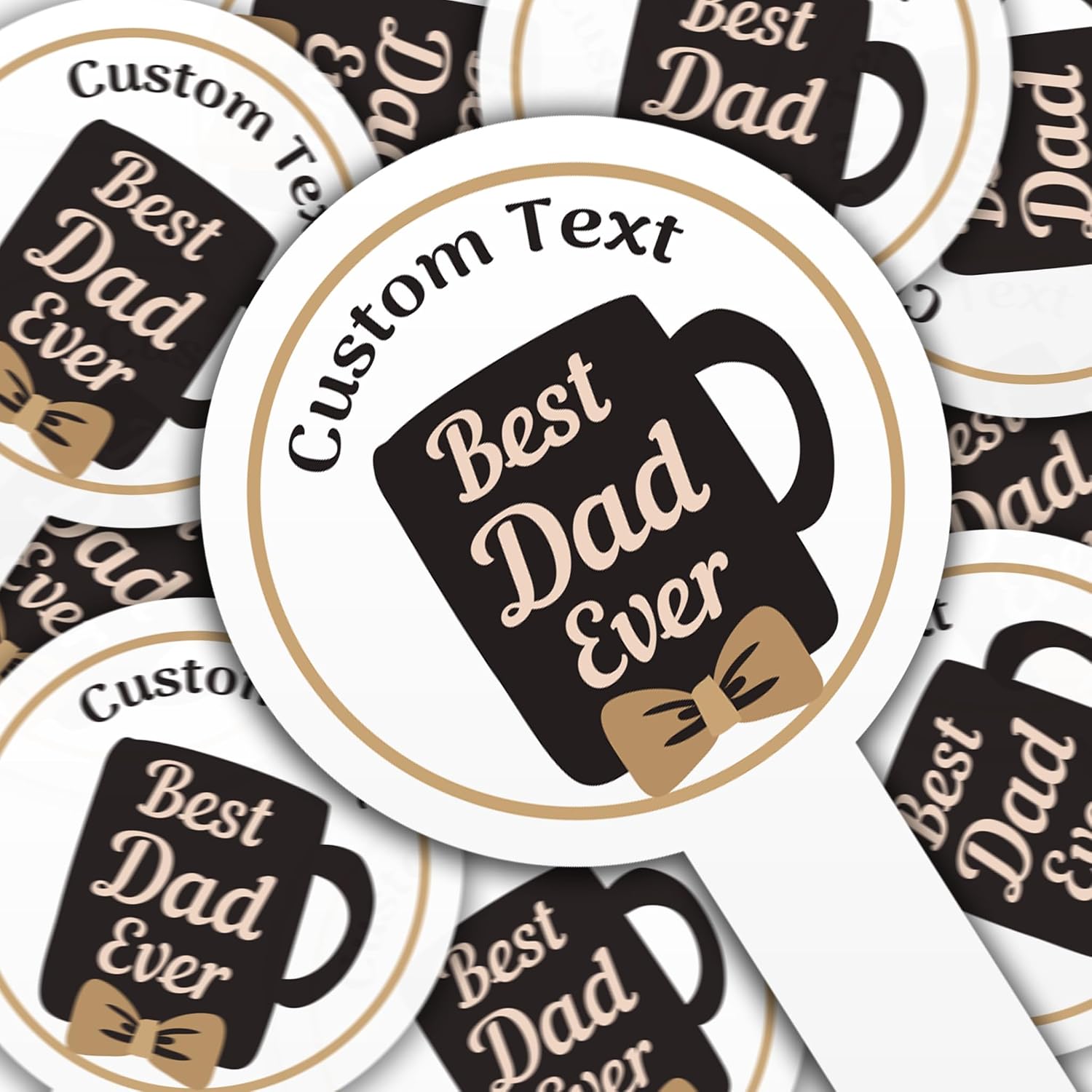 Custom Father's Day Cupcake Toppers, 2x4 Inches, Solid Plastic Personalized Best Dad Ever Cupcake Picks, Dad Birthday Dessert Toppers (25)