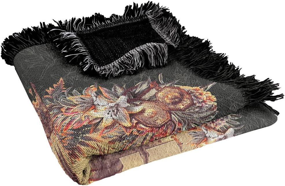 Harry Potter Blanket, 50"x60" Floral Lines Hogwarts Woven Tapestry Cotton Blend Fringed Throw Blanket