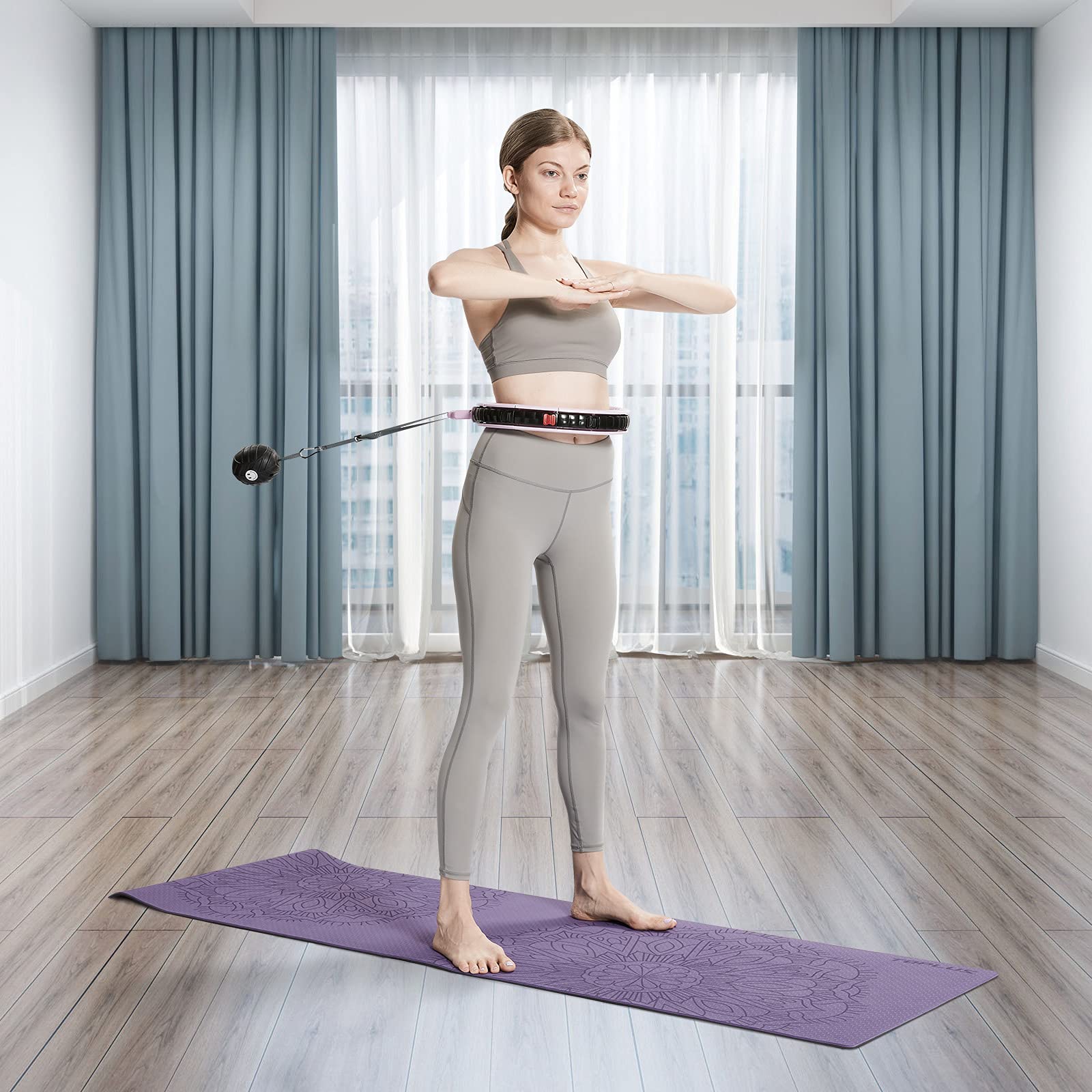 TOPLUS Smart Hula Hoop Fitness Reifen Verstellbare Hula Hoop mit Schwerkraft Ball, 360°Surround Massage Hoop für Erwachsene, Kinder und Anfänger