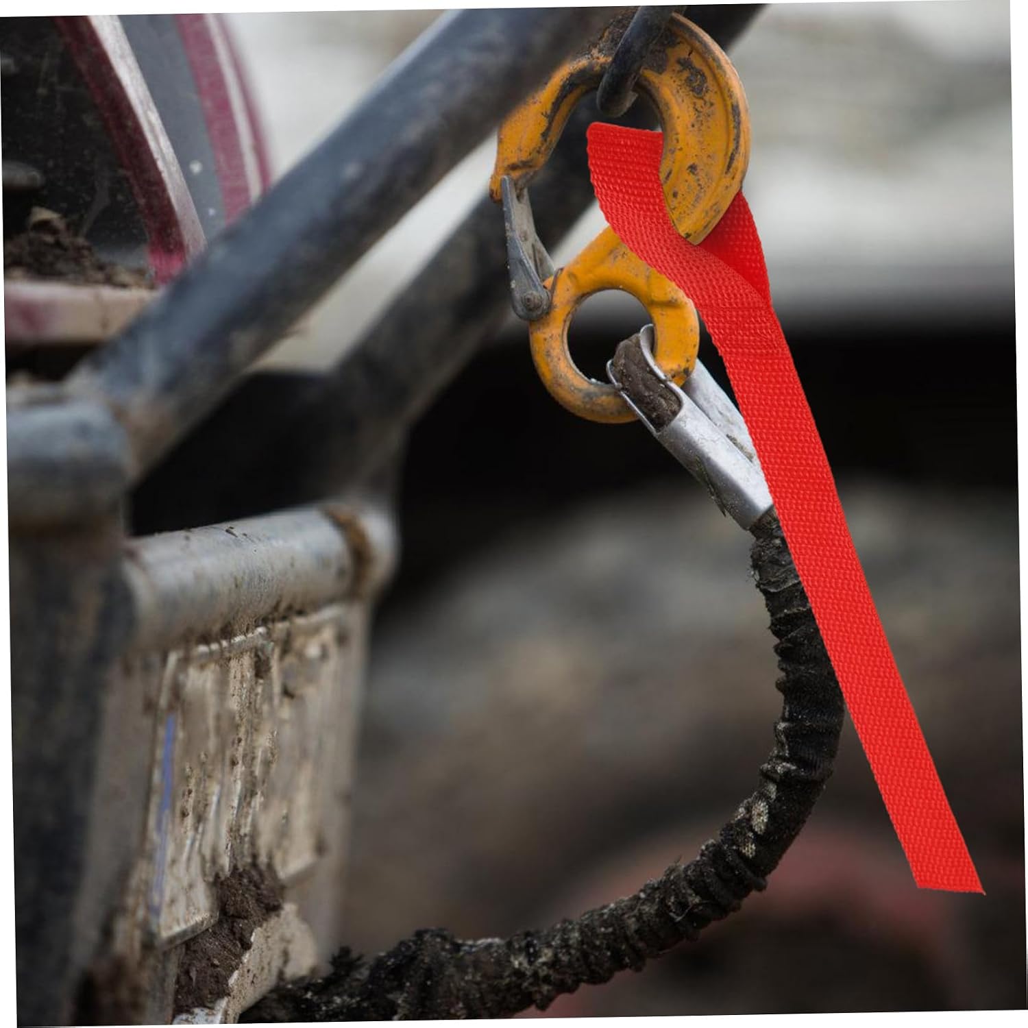 4 Pack Red Polyester Winch Strap for Vehicle Towing and Traction