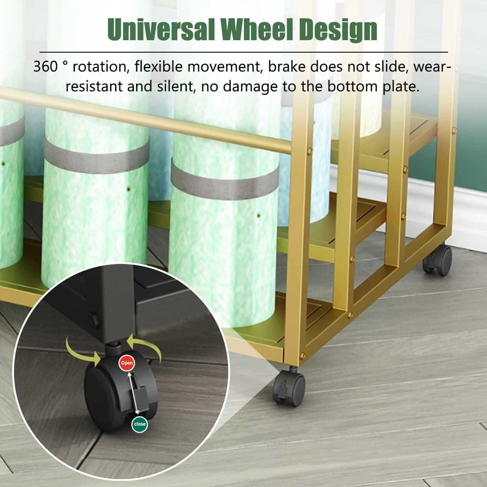 Soporte para esterillas de Yoga, Carrito de Almacenamiento de 2 Capas para esterillas de Yoga, Organizador de Gran Capacidad para Estudios de Yoga y Salas de Entrenamiento, Soporte móvil par