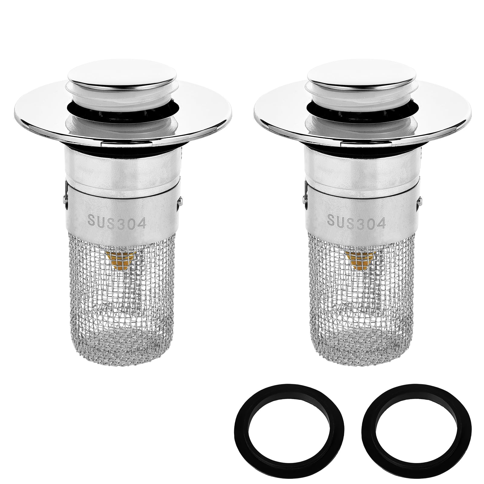 Bonde évier Avec Filter Bouchon De Lavabo Universel Pop Up 34 à 40 Mm - Bonde De Lavabo Avec Tamis à Cheveux - Bouchon De Vidange Pour Lavabo à Poser (1 Anti-odeur Anti-blocage