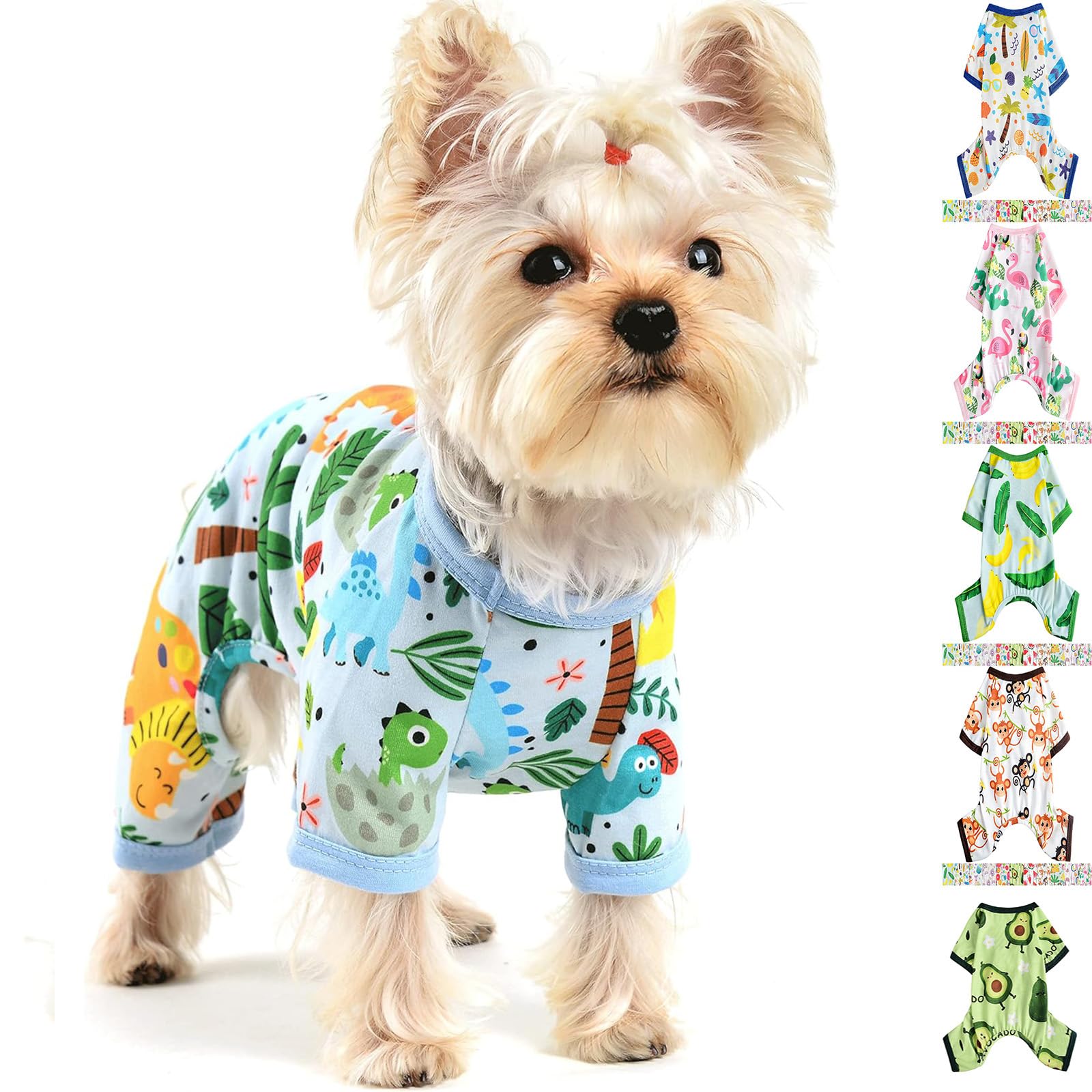 Dinosaur Dog Pajamas Soft Pet Puppy Jammies Pjs Cute Doggie Onesie for Small Dogs Pets Clothes,Size,M, for Summer Spring
