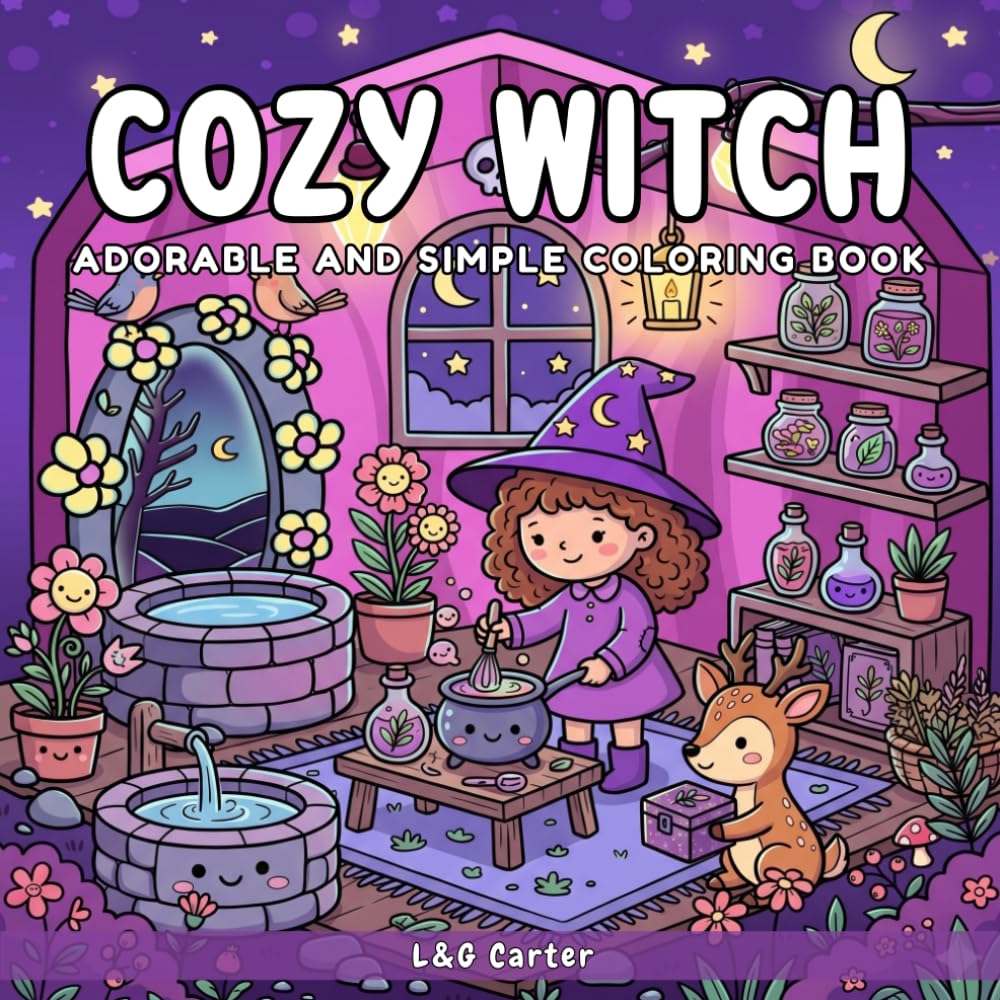 Cozy Witch Coloring Book: A Magical & Adorable Coloring Adventure for Kids and Adults Who Love Cute Witches and Enchanting Scenes (Cozy Days Coloring Collection)