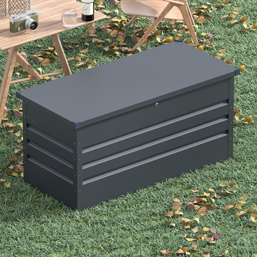 Produce Shop Baule da Esterno Giardino Contenitore in Acciaio 132x61x62cm Chamonix