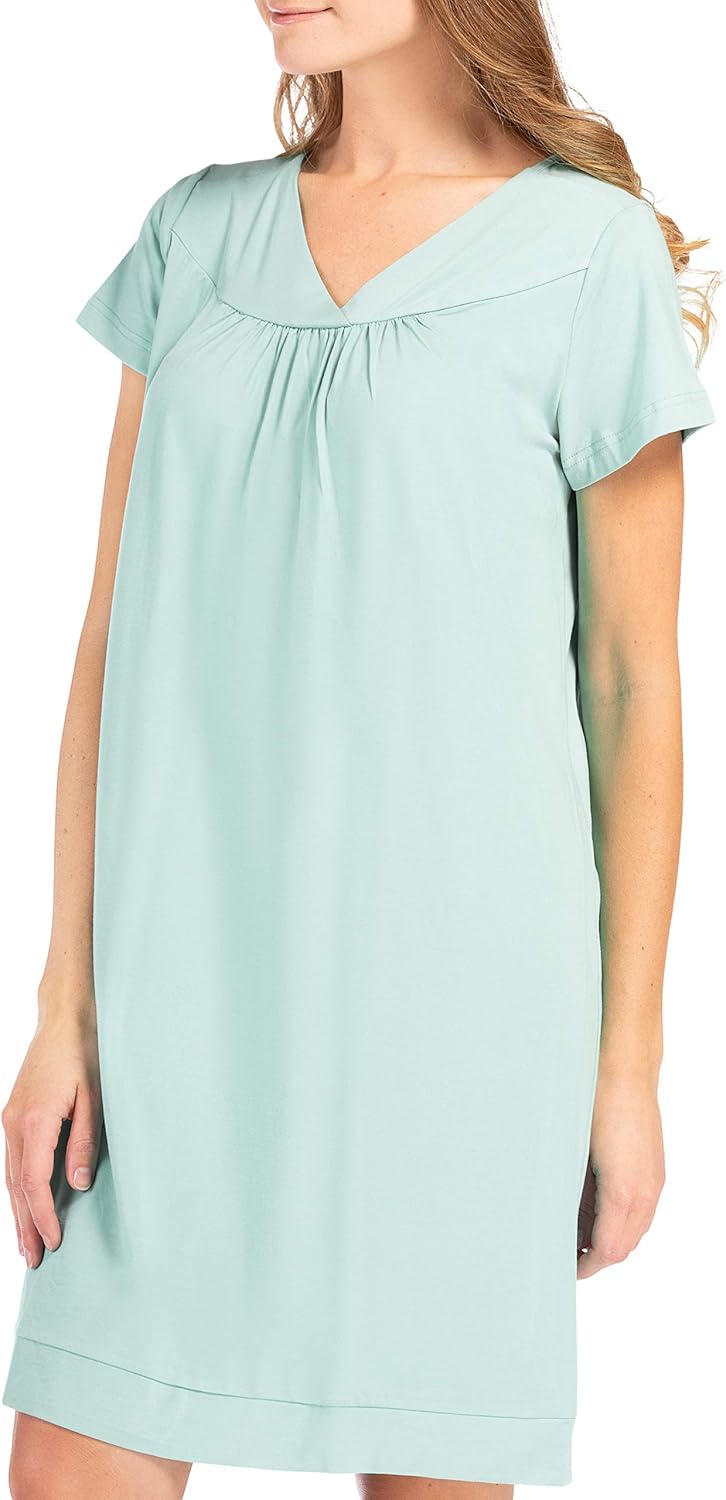 Fishers Finery Women's EcoFabric Short Sleeve Nightgown; Relaxed Fit - Image 2