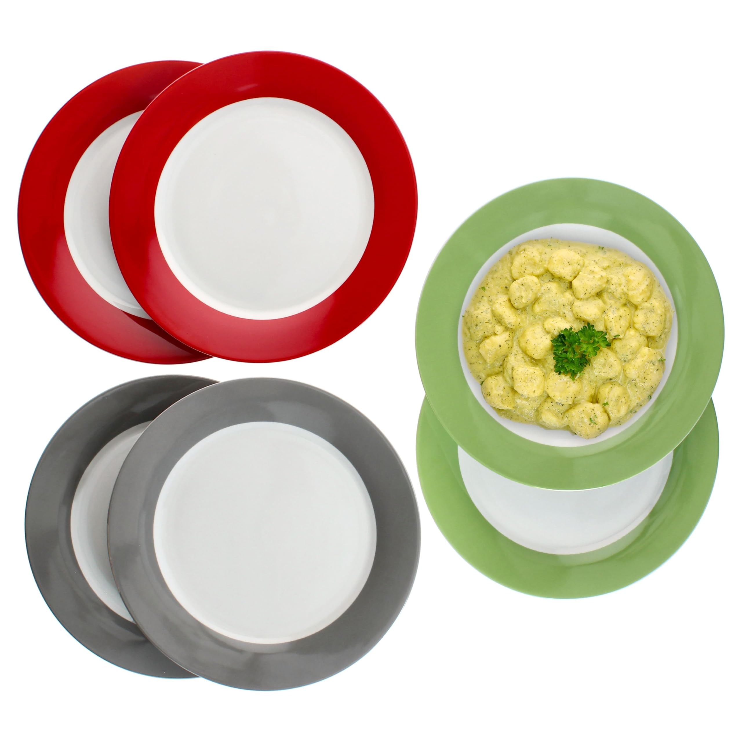 MamboCat Servizio Da Tavola 30 Pezzi Rosso - Per 6 Persone - Porcellana Microonde E Lavastoviglie - 4