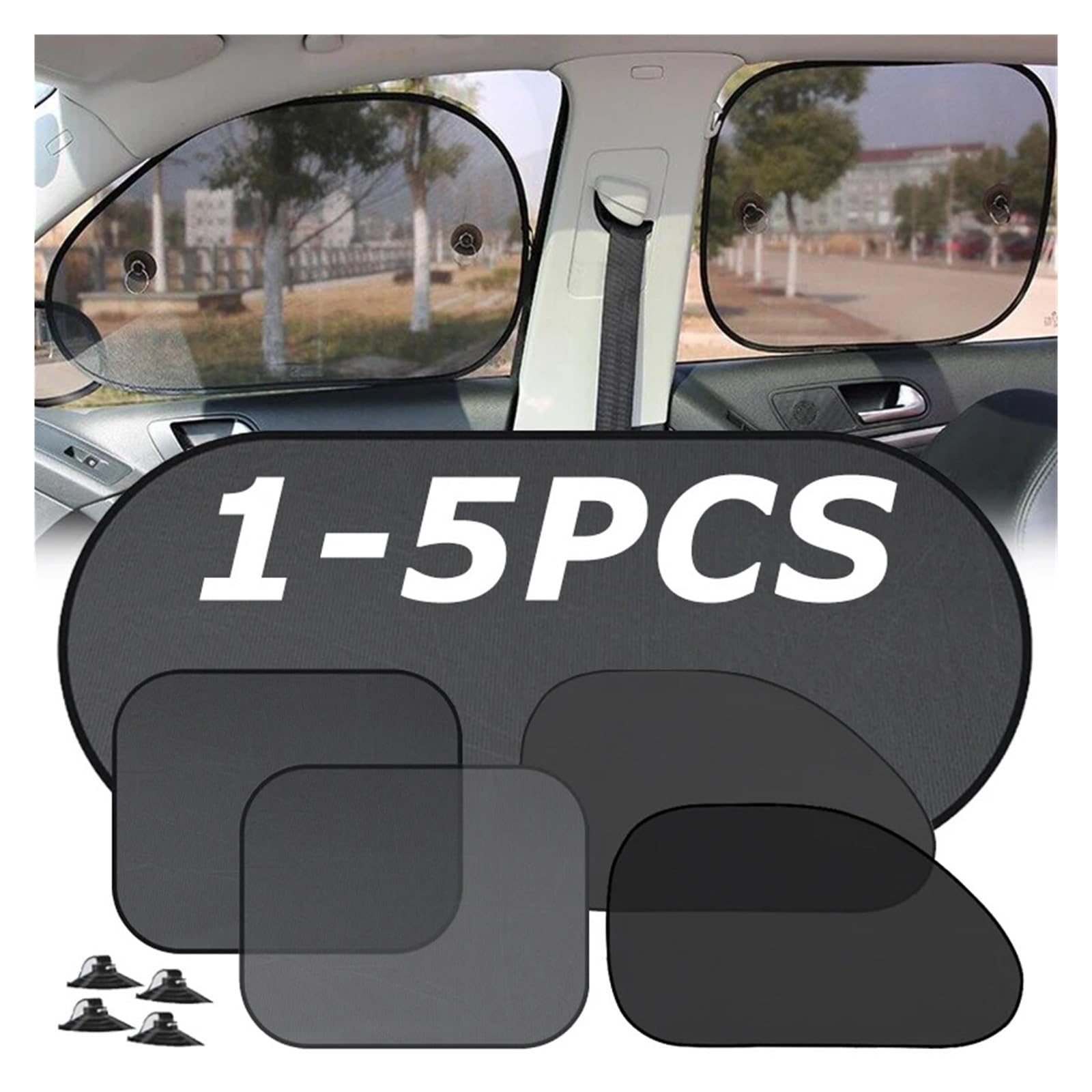 Cortinas Parasol Ventanas Laterales Coche 1-5 Parasoles Universales para Coche Plegables Reflectante