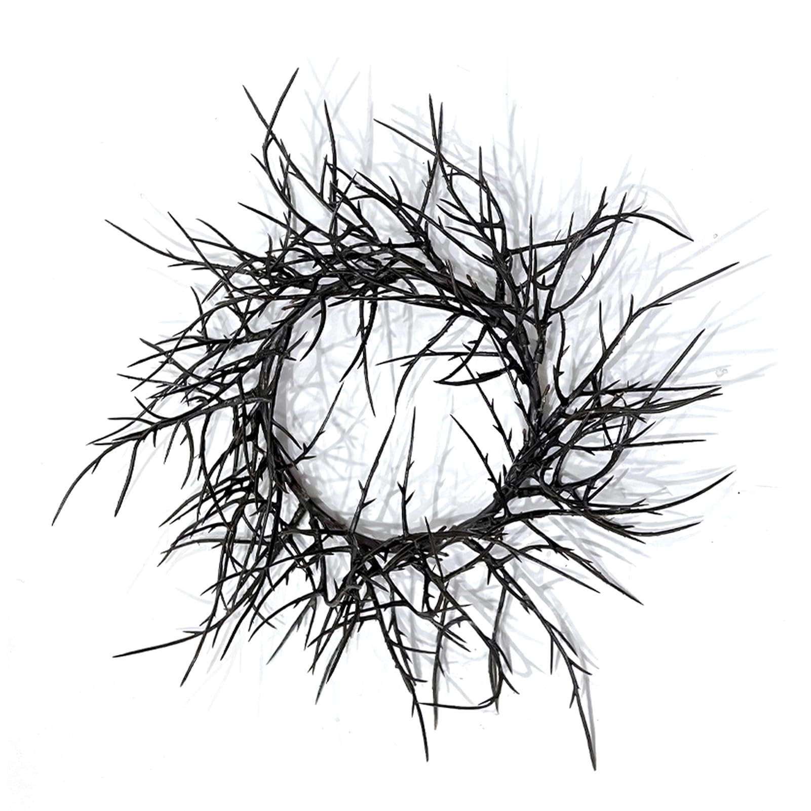 RetroNest Spooky Door Wreath With Realistic Dead Branches And Crow,Gothic Halloween Horror Decoration For Haunted House,Indoor Scary Window Hanging Black Thorn Wreath 17.72 Inch D