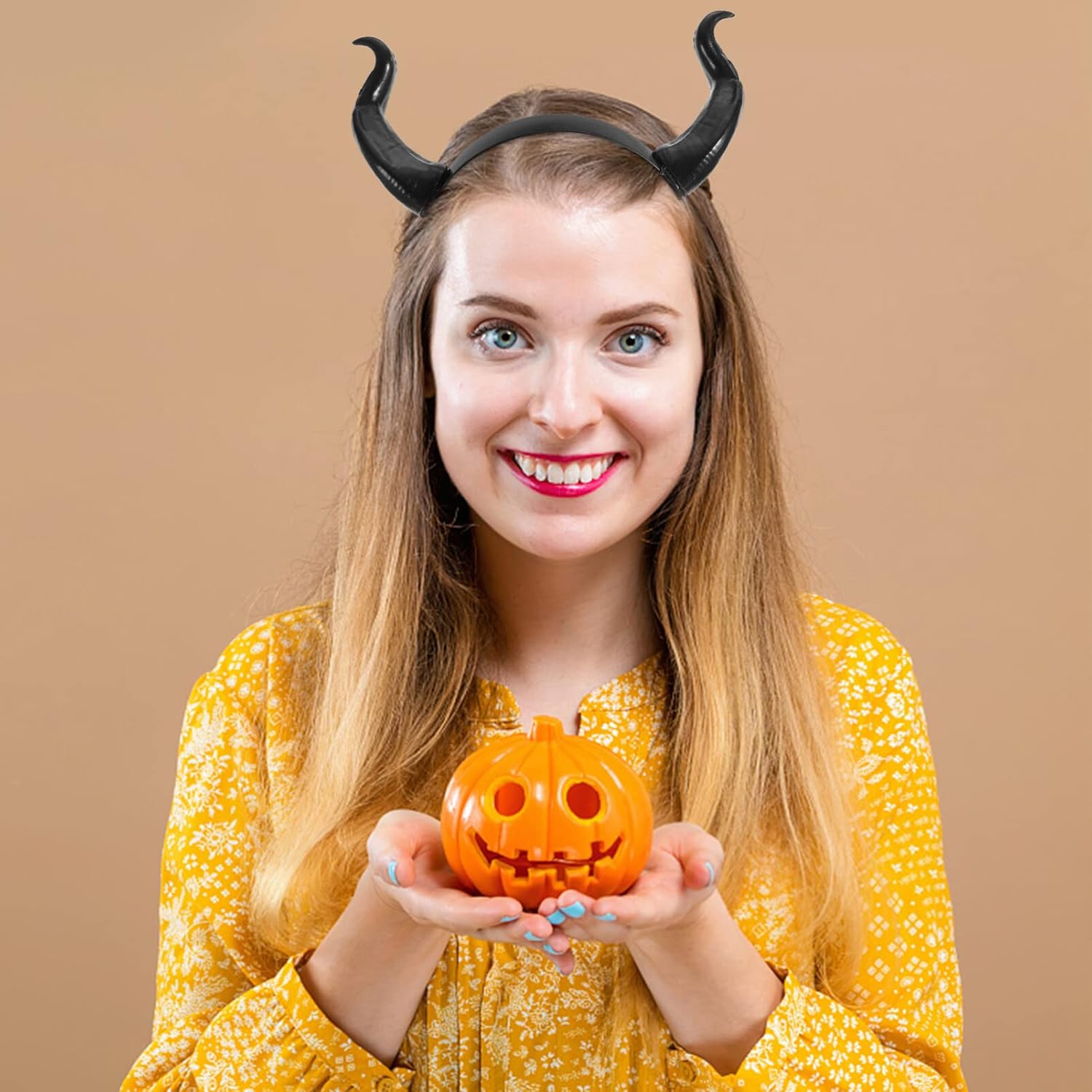 FRCOLOR Halloween Horn Headband Devil Horns Headdress Gothic Cosplay Costume for Women Dress up Party - Image 4