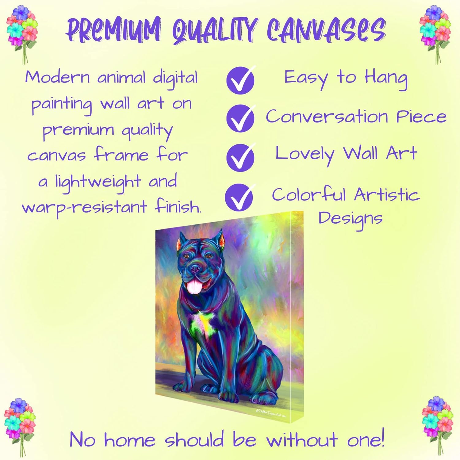 Doggie of the Day Paradise Wave with Cane Corso Dogs Canvas Wall Art - Premium Quality Ready to Hang Room Decor - Flat Rolled 11" x 14"
