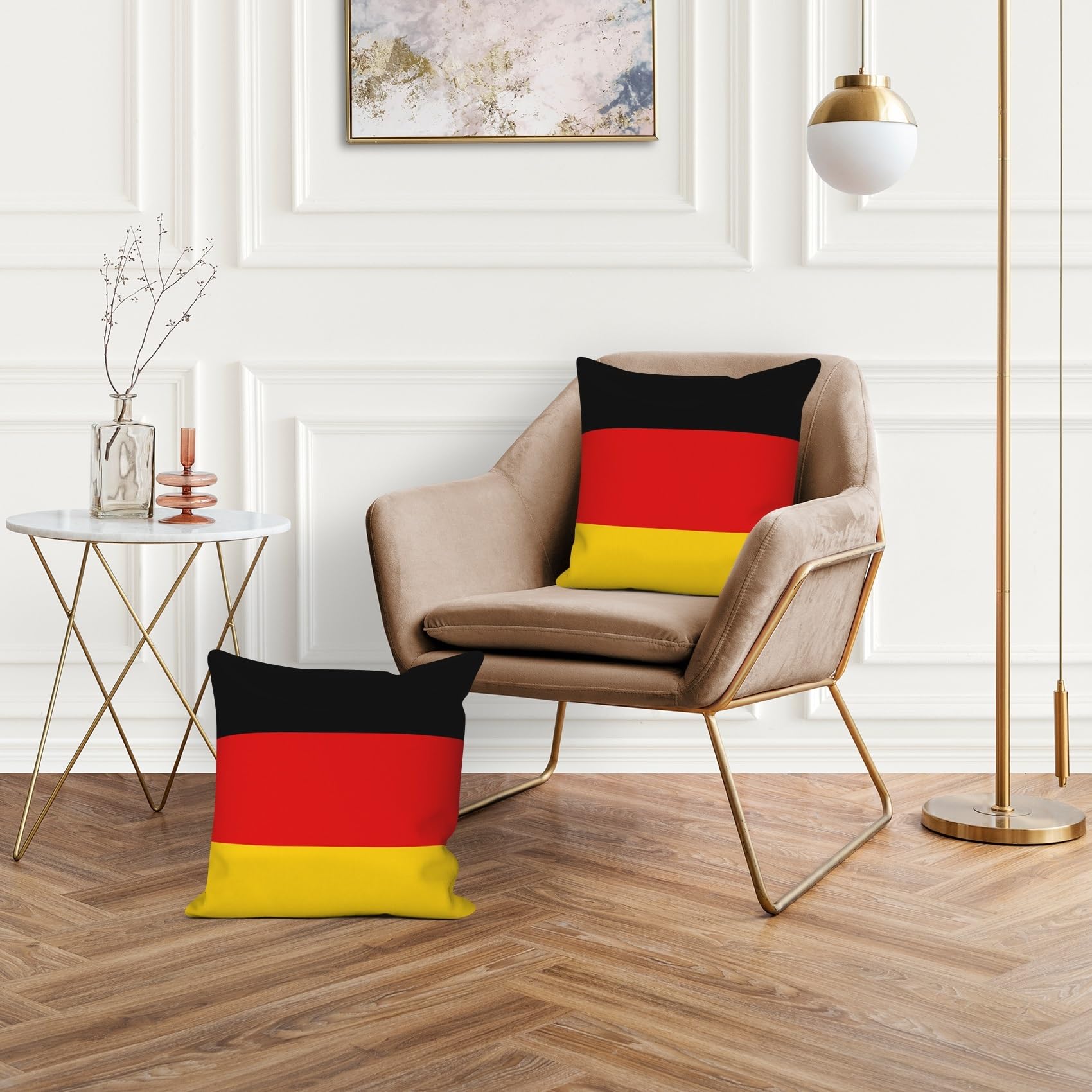 ggaimwf Flag Cushion Cover German Flag Cushions Case Patriotic Pillows for Sofa Linen Look Square Pillow Cover Home Decorative Throw Pillowcase with Invisible Zip Bedroom Living Room 45x45cm Set of 2 - Image 4