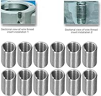 Vista 5 de 100 piezas de insertos de reparación de roscas M6 x 1 helicoidal, fundas de rosca métricas de acero inoxidable con diferentes longitudes para elegir