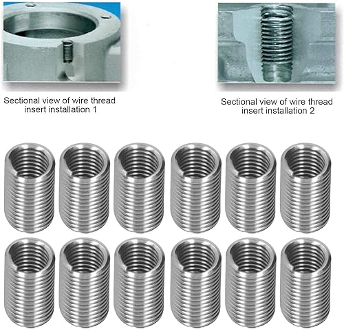 Miniatura 4 de 100 piezas de insertos de reparación de rosca, fundas de rosca métrica M6 x 1, fundas de hilo de alambre de acero inoxidable con diferentes