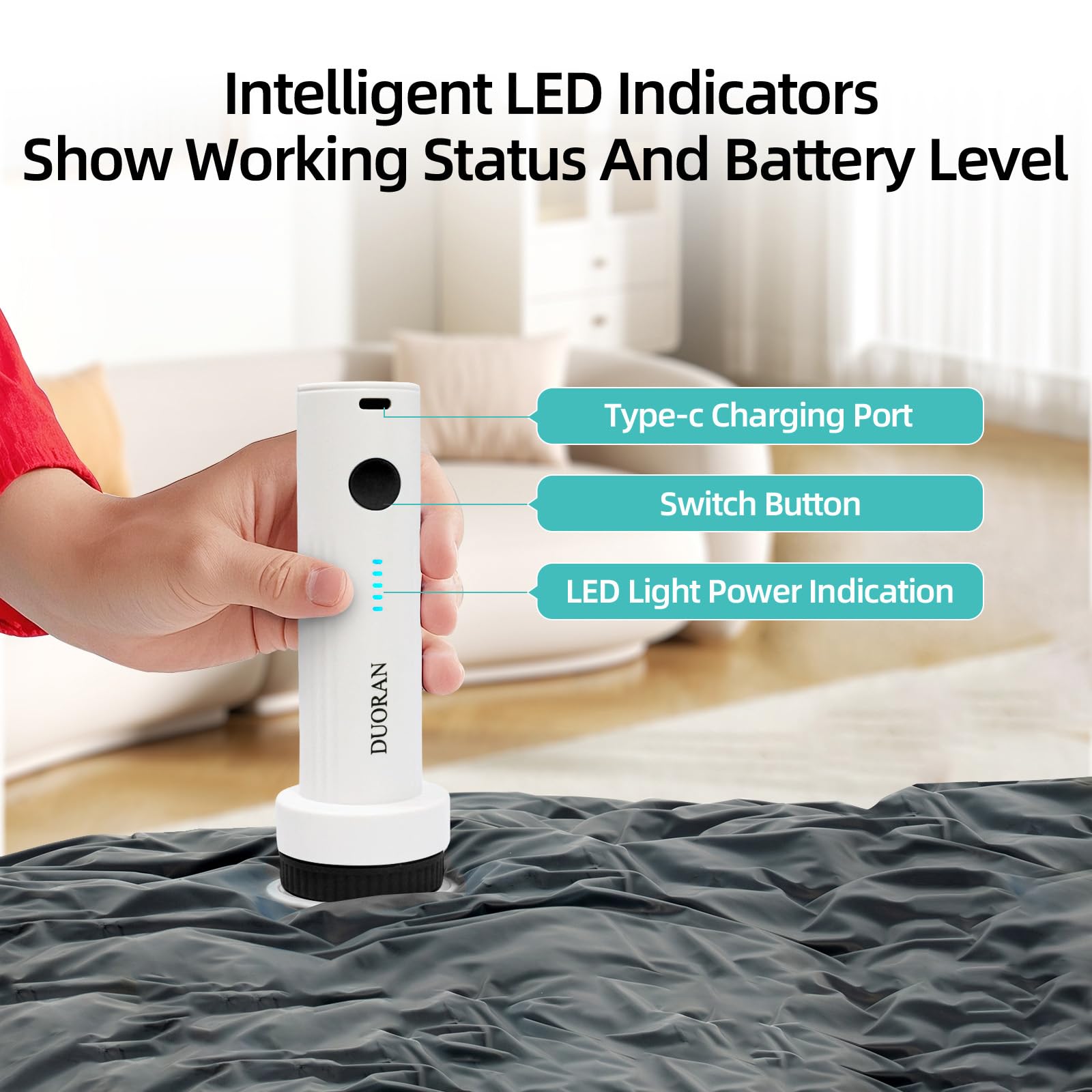 Bomba de vacío eléctrica inalámbrica para bolsas de almacenamiento al vacío, bomba de aire de viaje, sello recargable por USB portátil y bomba de bolsa de compresión para ropa, mantas y ropa de