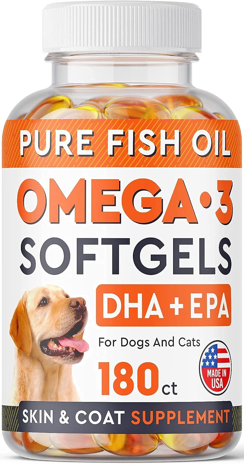 32oz Salmon Oil Omega 3 + Omega 3 Fish Oil Pills for Dogs Bundle - Joint Health - Allergy Relief - Itch Relief, Shedding - Skin and Coat Supplement - Omega 3 6 9 - EPA & DHA Fatty Acids - USA