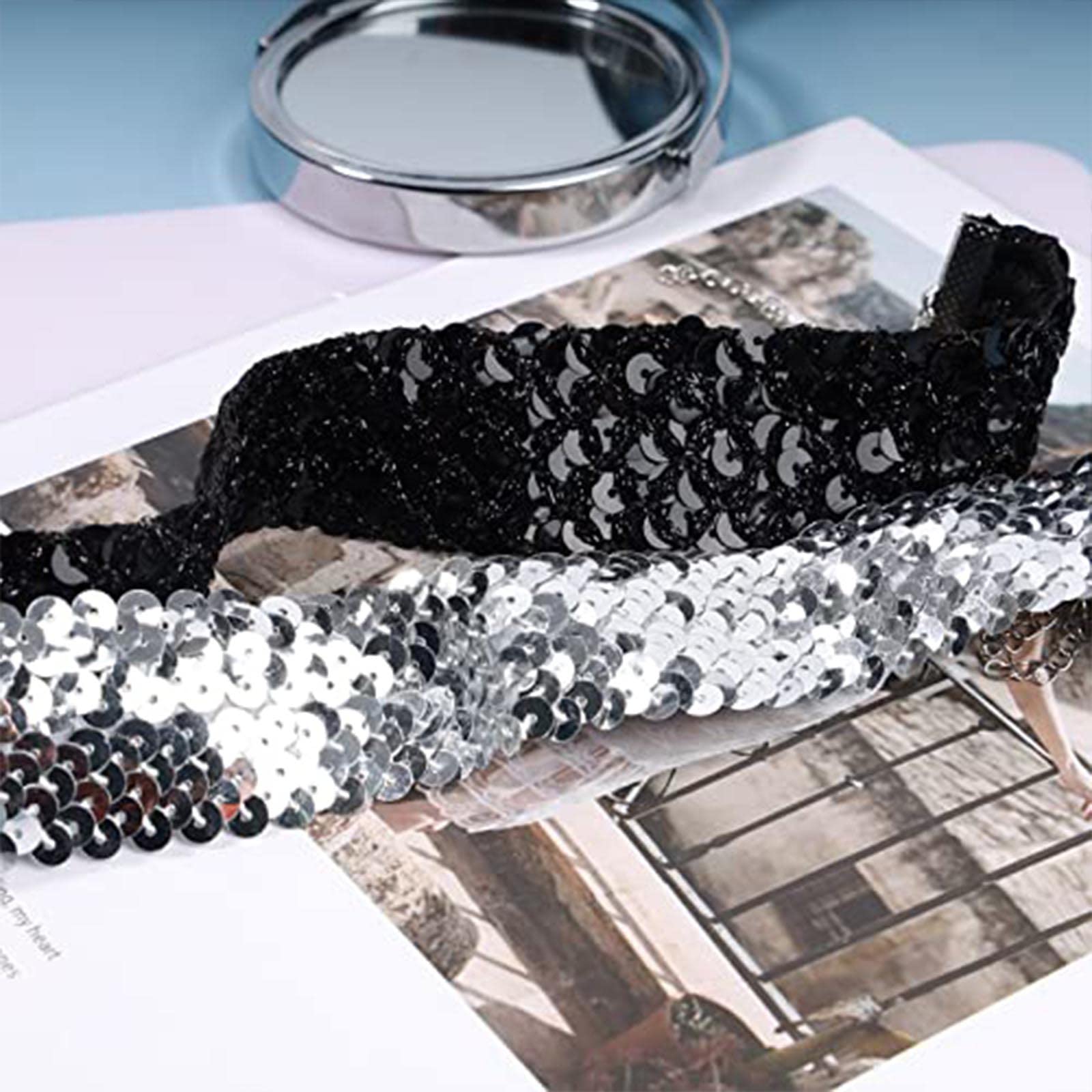 Collana Punk A Strati Con Maglie E Cerchi Intrecciati, Argento, Regolabile 46+5 Cm, Per Donne E Ragazze