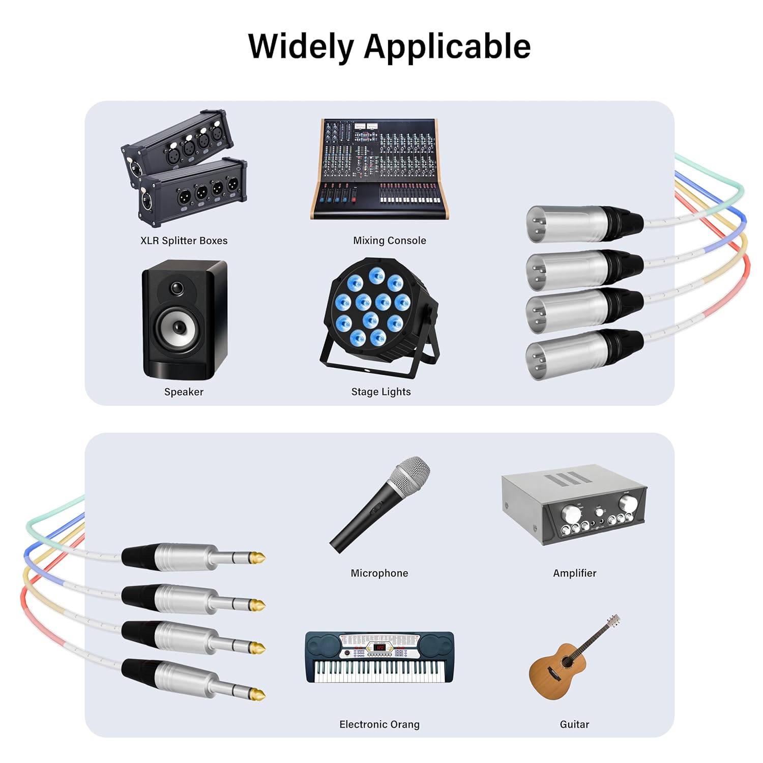 PRORECK 10ft Snake Cable, 4-Channel Shielded Audio Cable 1/4'' TRS to XLR Female, with Color-Marked Connectors for Professional Stage, Studio, and Live (PR-TRS/XLR-4 * 10F)