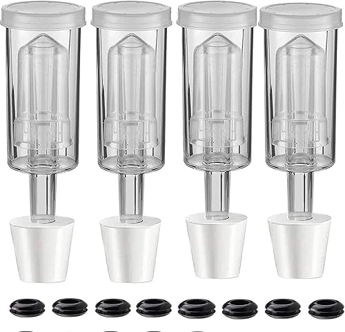 Airlock de 3 piezas, paquete de 4 con 4 tapones #6 y 8 ojales, kit de fermentación Airlock cerveza, vino y kombucha, Carboy Airlock FDA