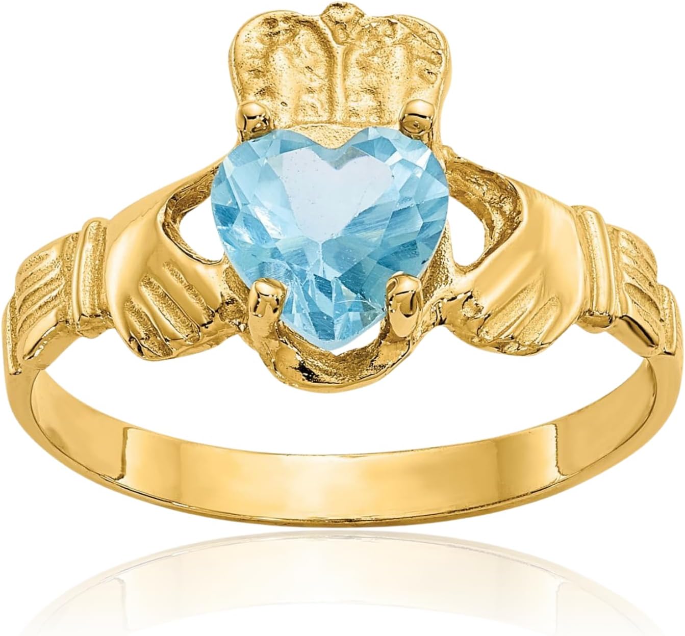 IceCarats 10K Solid Yellow Gold Celtic Claddagh Heart Statement Fashion Ring Prong Set, Polished
