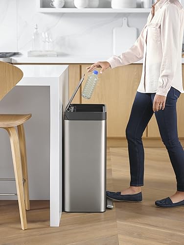 Miniatura 5 de Kohler 20956-ST - Escalón de cocina de reciclaje manos libres de 11 galones, cubo de basura con pedal de pie, tapa de cierre silencioso, acero