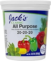 Jack's Classic 20-20-20 All-Purpose Water-Soluble Fertilizer with Micronutrients - 1.5lbs for Fast Green-Up on All Plants