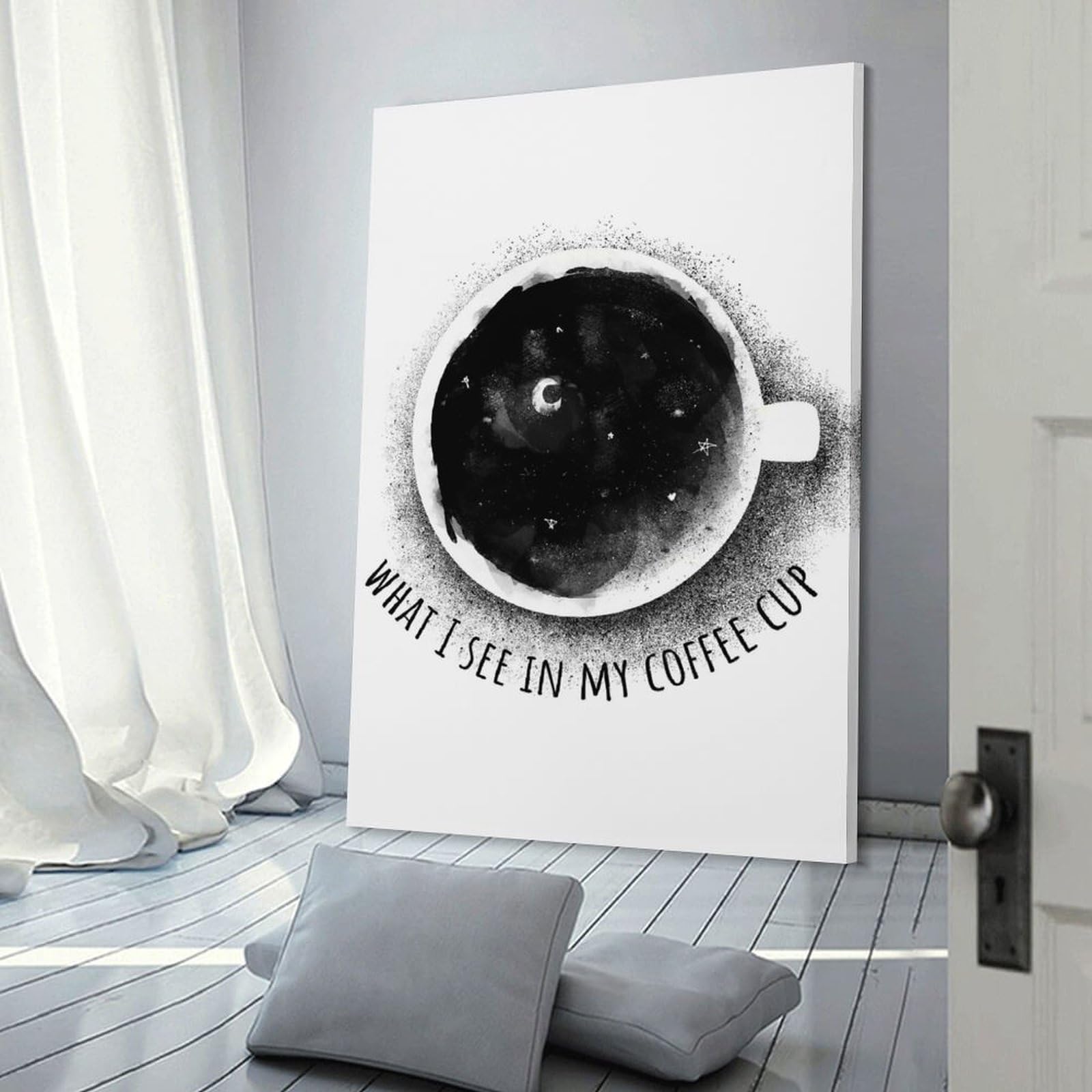Junmoney Coffee Cup Canvas Wall Decor 20x30inch(50x75cm), for Calm Bedrooms, Home Corners Or Flats, An Easy Wall Refresh for Bedrooms