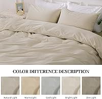 Vista 2 de NEXHOME PRO - Juego de funda de edredón, queen extragrande 98"x98", de algodón lavado 100 % orgánico con aspecto de lino, gris crema, con cierre