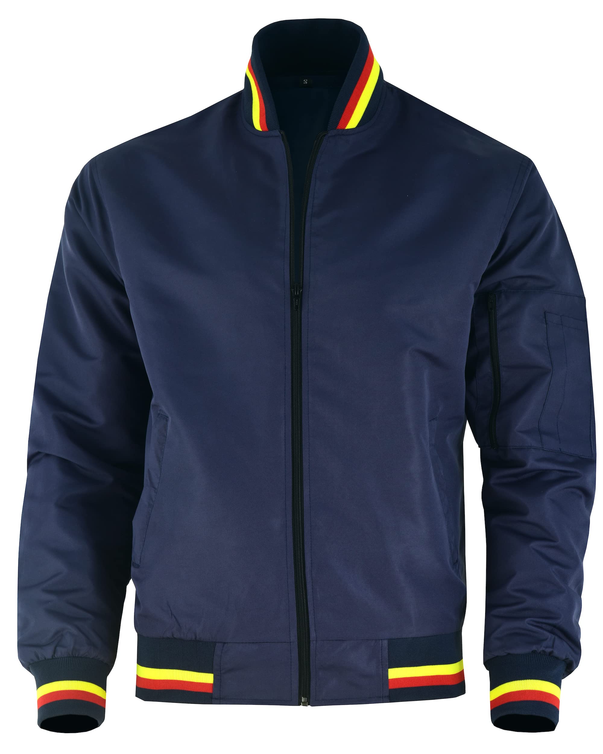 Deckra Men's Varsity Jacket Mid Season Sprinng Lightweight Outwear Sports Bomber Rib Kinit Casual Jacket Coat
