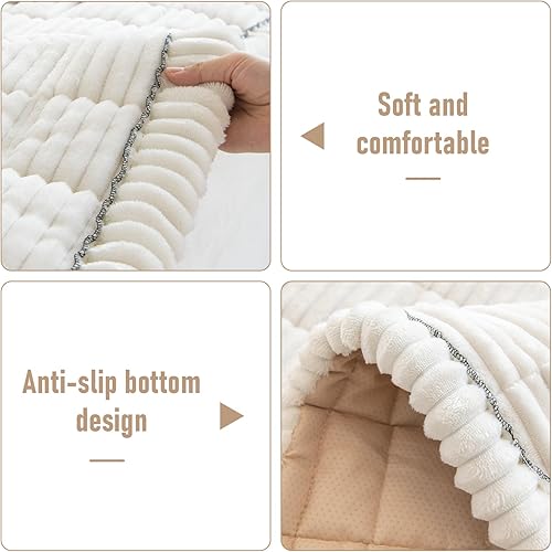 Miniatura 3 de LiveGo Fundas mullidas para sofá, para mascotas, protector de sofá para perros, funda protectora elegante de algodón, tapete para mascotas (blanco