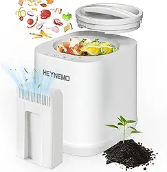 HEYNEMO Composteira Elétrica De 4L Para Cozinha, Inteligente Áreas Externas/Internas, Bancada Com Autolimpeza E Sem Odor, Máquina Compostagem Resíduos Alimentares 3 Modos Trava Segurança
