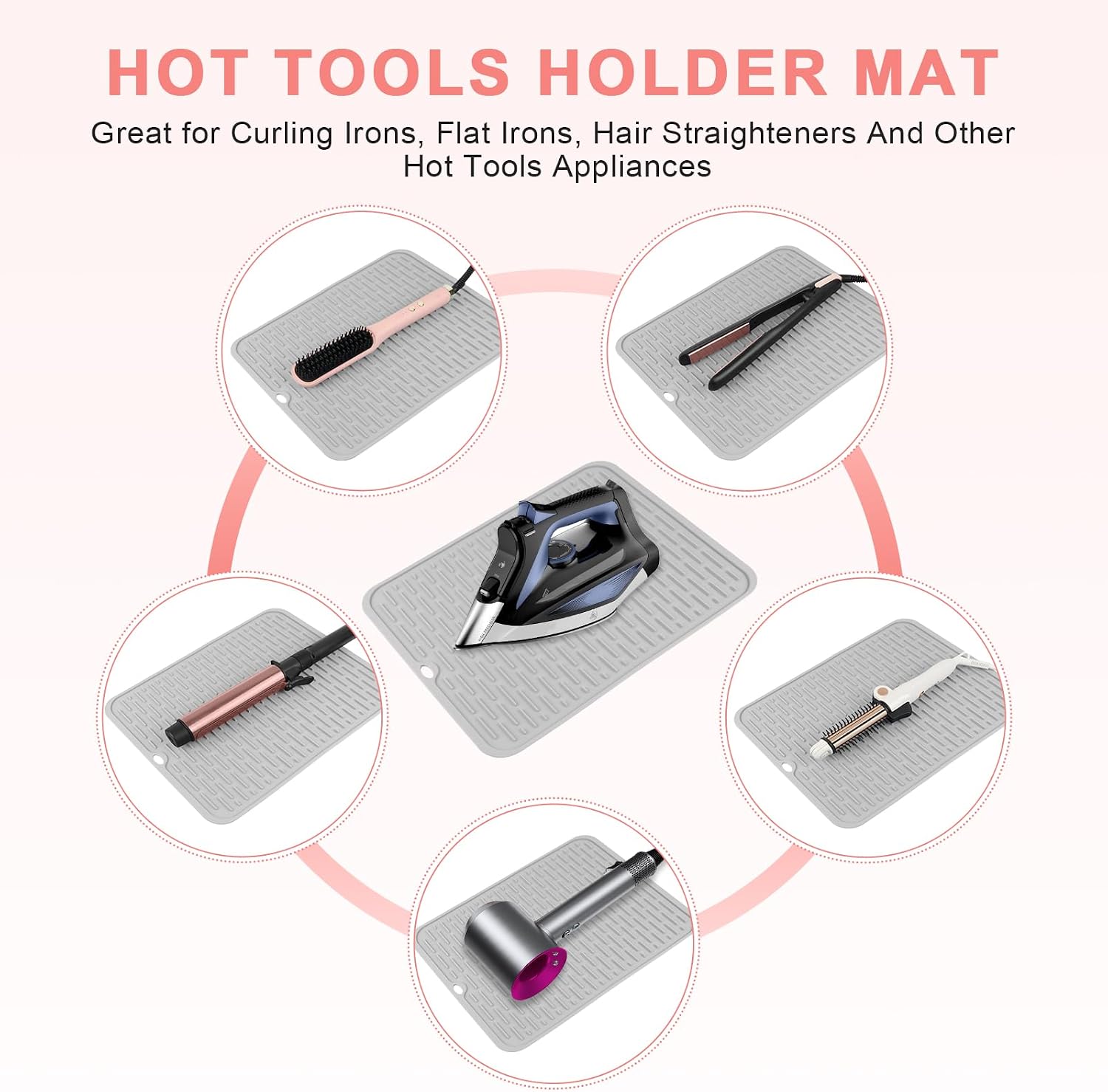 Oversize Silicone Heat Resistant Mat for Hair Tools(14.2" x 11") image 5