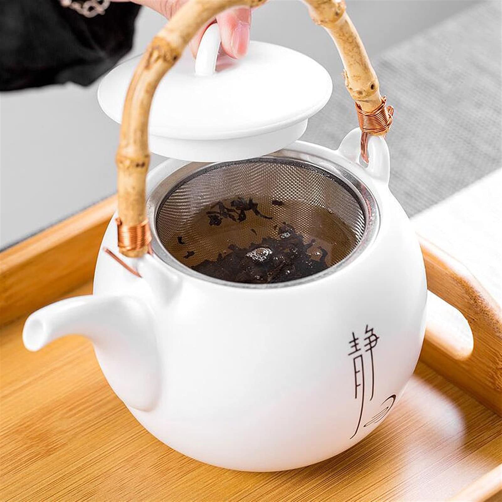 Czajnik 650 ml Ceramiczne Białe Porcelanowe Herbaty Zestawy Chiński Unikalny Czajnik Kung Fu Teaset Zaparzacz Chiny Czajniczek Unikalny prezent (Kolor: Biały, Rozmiar: A) (Biały C)