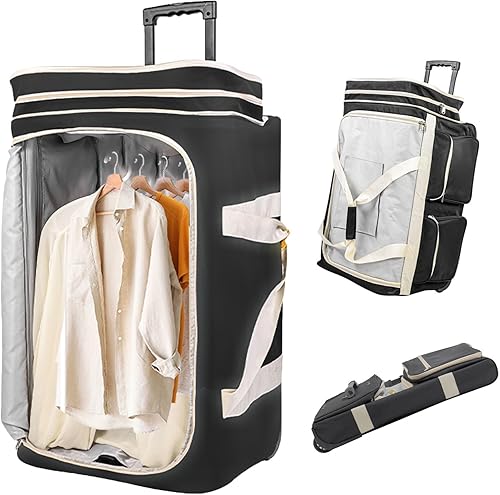 Bolsa de baile con perchero, bolsa de lona ajustable de 28 pulgadas con ruedas, bolsa de ropa con ruedas para colgar, bolsa de baile impermeable