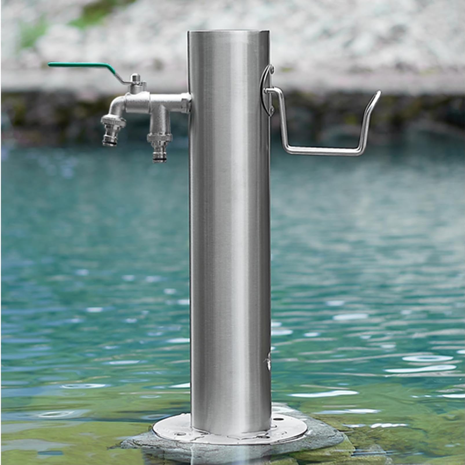 BHGFYXBS Stainless Steel Garden Water Column With Hose Hanger Stand, Freestanding Hose Stand Freeze Proof Outside, Outdoor Yard Hydrant Frost Proof Water Feature Fountain,B-20.5CM×50CM