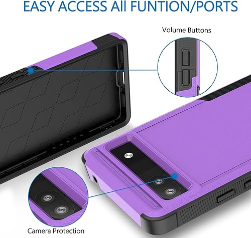 Miniatura 4 de Funda para Google Pixel 6A 5G, funda para teléfono de pasajeros grado militar 2 en 1 a prueba de golpes, resistente funda para Pixel 6A 5G, color